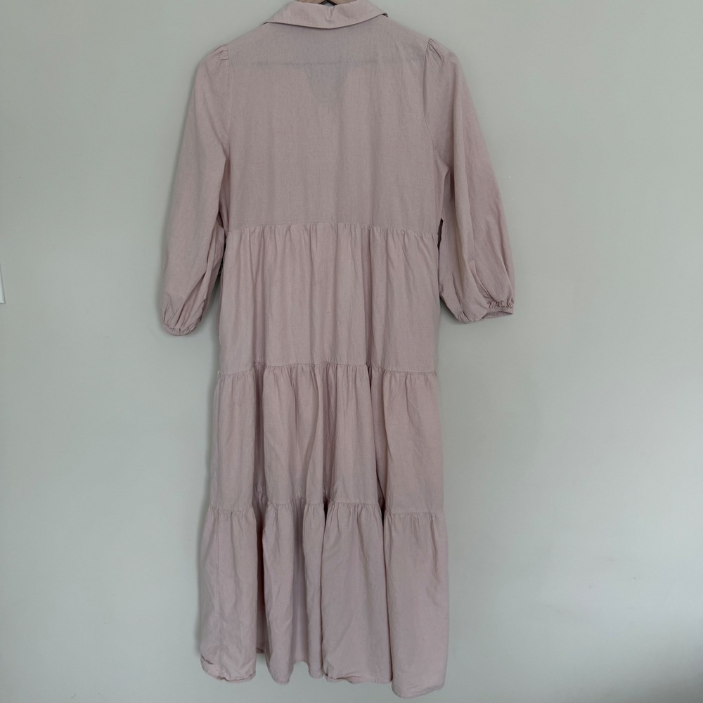 Pomander Place Tuckernuck Mabel Cotton Tiered Maxi Dress in Sandstone M Pockets - Picture 5 of 12